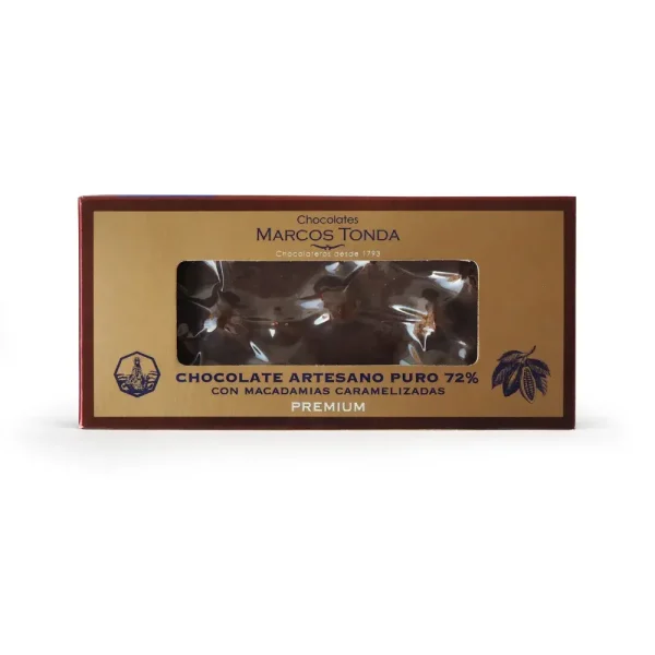 Chocolate Premium Puro 72% Con Macadamias, 200G
