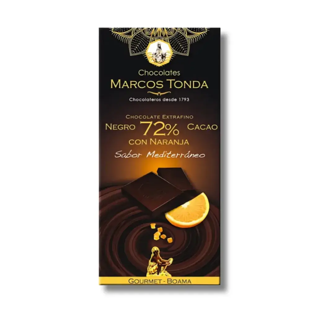 Chocolate Negro 72% Cacao con Naranja Gourmet Boama, 100G