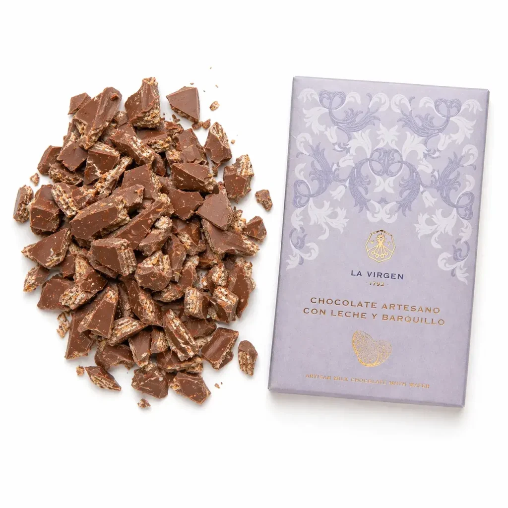 chocolate troceado leche y barquillo