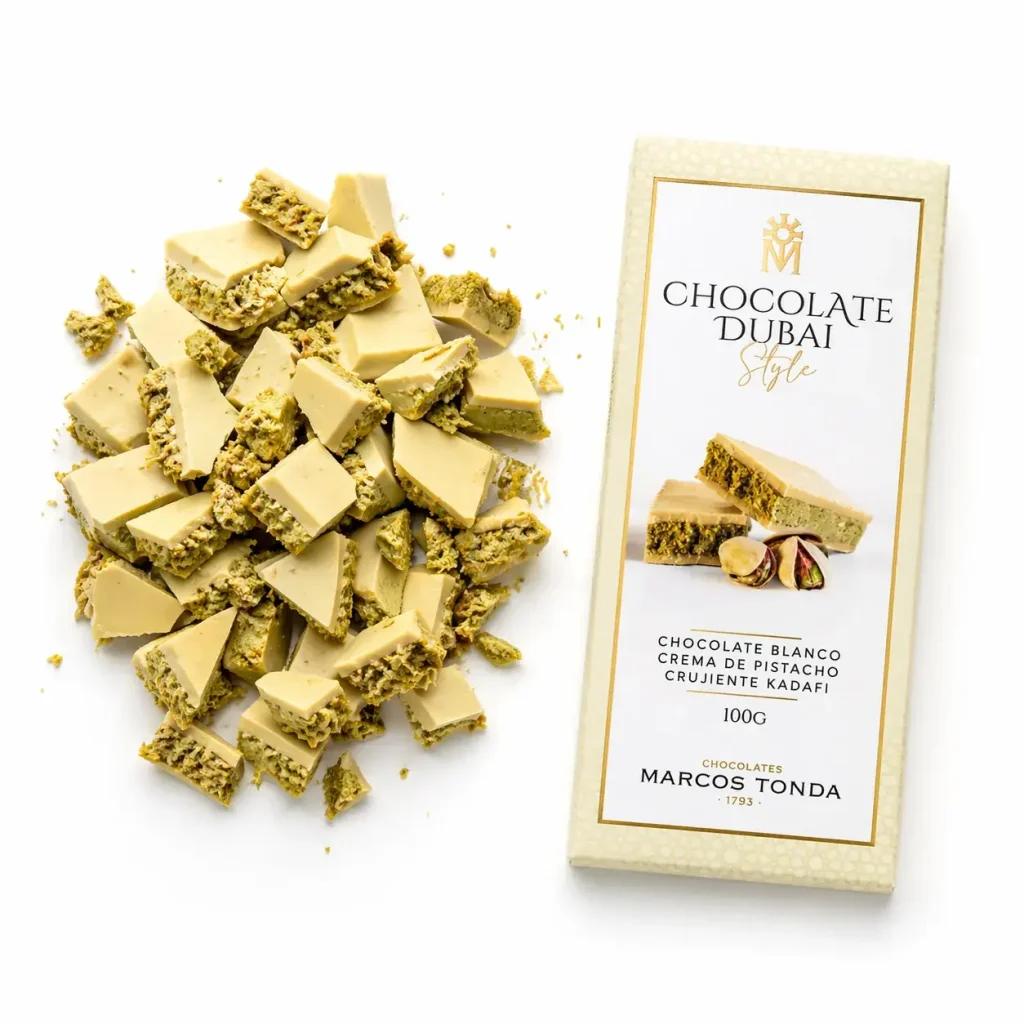 Chocolate blanco dubai troceado